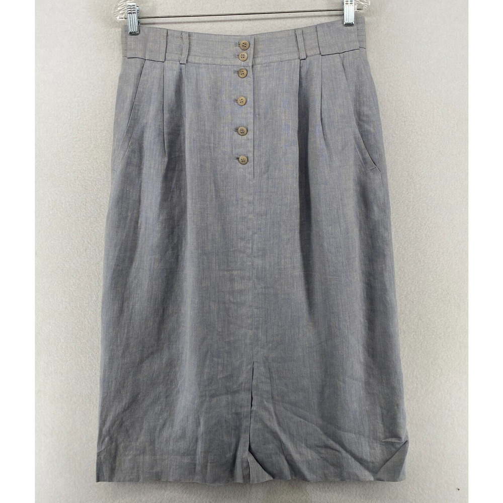 Bogner Light Gray Button-Front Mini Skirt